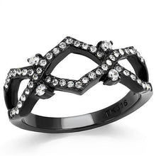 Load image into Gallery viewer, TK3165 - IP Black(Ion Plating) Stainless Steel Ring with AAA Grade CZ  in Clear