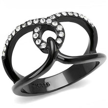 Load image into Gallery viewer, TK3166 - IP Black(Ion Plating) Stainless Steel Ring with Top Grade Crystal  in Clear