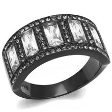 Load image into Gallery viewer, TK3168 - IP Black(Ion Plating) Stainless Steel Ring with AAA Grade CZ  in Clear