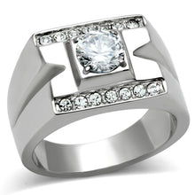 Load image into Gallery viewer, TK316 - High polished (no plating) Stainless Steel Ring with AAA Grade CZ  in Clear