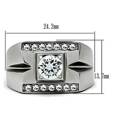 Load image into Gallery viewer, TK316 - High polished (no plating) Stainless Steel Ring with AAA Grade CZ  in Clear