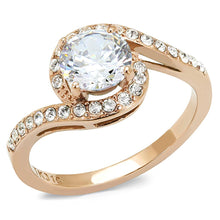 Load image into Gallery viewer, TK3178 - IP Rose Gold(Ion Plating) Stainless Steel Ring with AAA Grade CZ  in Clear