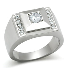 Load image into Gallery viewer, TK317 - High polished (no plating) Stainless Steel Ring with AAA Grade CZ  in Clear