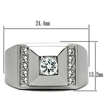 Load image into Gallery viewer, TK317 - High polished (no plating) Stainless Steel Ring with AAA Grade CZ  in Clear