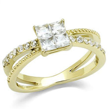 Load image into Gallery viewer, TK3181 - IP Gold(Ion Plating) Stainless Steel Ring with AAA Grade CZ  in Clear