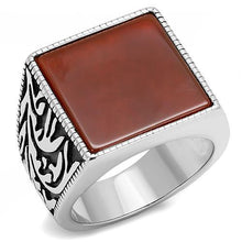 Load image into Gallery viewer, TK3189 - High polished (no plating) Stainless Steel Ring with Semi-Precious Agate in Siam