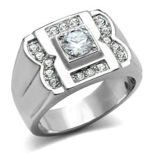 Load image into Gallery viewer, TK318 - High polished (no plating) Stainless Steel Ring with AAA Grade CZ  in Clear