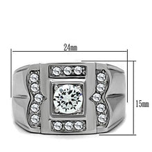 Load image into Gallery viewer, TK318 - High polished (no plating) Stainless Steel Ring with AAA Grade CZ  in Clear