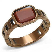 Load image into Gallery viewer, TK3193 - IP Coffee light Stainless Steel Ring with Semi-Precious Agate in Siam