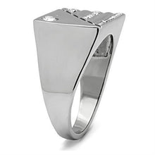 Load image into Gallery viewer, TK319 - High polished (no plating) Stainless Steel Ring with Top Grade Crystal  in Clear