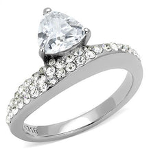 Load image into Gallery viewer, TK3207 - High polished (no plating) Stainless Steel Ring with AAA Grade CZ  in Clear