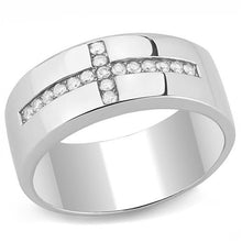 Load image into Gallery viewer, TK3225 - High polished (no plating) Stainless Steel Ring with AAA Grade CZ  in Clear