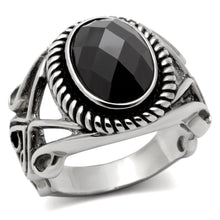 Load image into Gallery viewer, TK322 - High polished (no plating) Stainless Steel Ring with AAA Grade CZ  in Black Diamond