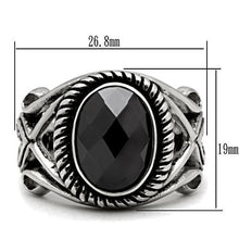 Load image into Gallery viewer, TK322 - High polished (no plating) Stainless Steel Ring with AAA Grade CZ  in Black Diamond