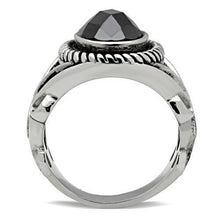 Load image into Gallery viewer, TK322 - High polished (no plating) Stainless Steel Ring with AAA Grade CZ  in Black Diamond