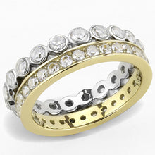 Load image into Gallery viewer, TK3232 - Two-Tone IP Gold (Ion Plating) Stainless Steel Ring with AAA Grade CZ  in Clear