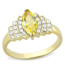 Load image into Gallery viewer, TK3239 - IP Gold(Ion Plating) Stainless Steel Ring with AAA Grade CZ  in Topaz