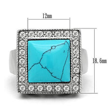 Load image into Gallery viewer, TK323 - High polished (no plating) Stainless Steel Ring with Synthetic Turquoise in Sea Blue