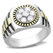 Load image into Gallery viewer, TK3240 - Two-Tone IP Gold (Ion Plating) Stainless Steel Ring with AAA Grade CZ  in Clear