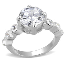 Load image into Gallery viewer, TK3247 - High polished (no plating) Stainless Steel Ring with AAA Grade CZ  in Clear