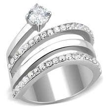 Load image into Gallery viewer, TK3254 - High polished (no plating) Stainless Steel Ring with AAA Grade CZ  in Clear