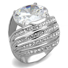 Load image into Gallery viewer, TK3263 - High polished (no plating) Stainless Steel Ring with AAA Grade CZ  in Clear