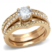 Load image into Gallery viewer, TK3264 - IP Rose Gold(Ion Plating) Stainless Steel Ring with AAA Grade CZ  in Clear