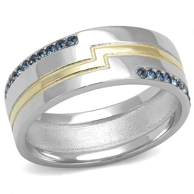 TK3266 - Two-Tone IP Gold (Ion Plating) Stainless Steel Ring with Top Grade Crystal  in Montana