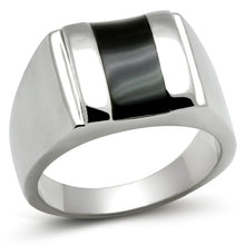 Load image into Gallery viewer, TK326 - High polished (no plating) Stainless Steel Ring with Epoxy  in Jet