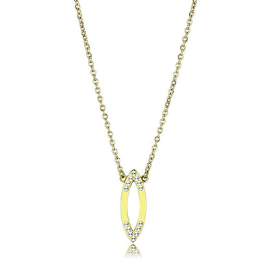 TK3285 - IP Gold(Ion Plating) Stainless Steel Necklace with Top Grade Crystal  in Clear