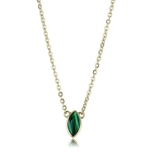 Load image into Gallery viewer, TK3286 - IP Gold(Ion Plating) Stainless Steel Necklace with Synthetic MALACHITE in Emerald