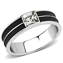 Load image into Gallery viewer, TK3292 - High polished (no plating) Stainless Steel Ring with Top Grade Crystal  in Black Diamond