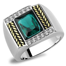 Load image into Gallery viewer, TK3295 - Two-Tone IP Gold (Ion Plating) Stainless Steel Ring with Synthetic Synthetic Glass in Blue Zircon