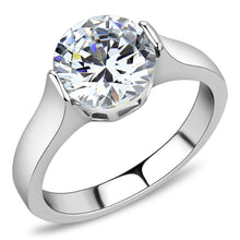 Load image into Gallery viewer, TK3432 - High polished (no plating) Stainless Steel Ring with AAA Grade CZ  in Clear