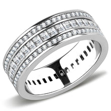 Load image into Gallery viewer, TK3435 - High polished (no plating) Stainless Steel Ring with AAA Grade CZ  in Clear