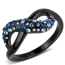 Load image into Gallery viewer, TK3446 - IP Black(Ion Plating) Stainless Steel Ring with Top Grade Crystal  in Multi Color