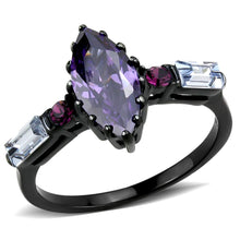 Load image into Gallery viewer, TK3456 - IP Black(Ion Plating) Stainless Steel Ring with AAA Grade CZ  in Amethyst