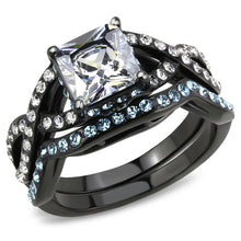 Load image into Gallery viewer, TK3457 - IP Black(Ion Plating) Stainless Steel Ring with AAA Grade CZ  in Clear