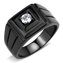 Load image into Gallery viewer, TK3466 - IP Black(Ion Plating) Stainless Steel Ring with AAA Grade CZ  in Clear