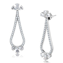 Load image into Gallery viewer, TK3473 - High polished (no plating) Stainless Steel Earrings with AAA Grade CZ  in Clear