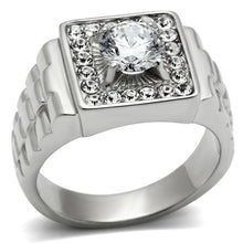 Load image into Gallery viewer, TK347 - High polished (no plating) Stainless Steel Ring with AAA Grade CZ  in Clear