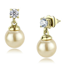 Load image into Gallery viewer, TK3480 - IP Gold(Ion Plating) Stainless Steel Earrings with Synthetic Pearl in Champagne