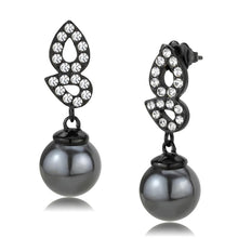 Load image into Gallery viewer, TK3483 - IP Black(Ion Plating) Stainless Steel Earrings with Synthetic Pearl in Gray