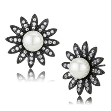 Load image into Gallery viewer, TK3484 - IP Black(Ion Plating) Stainless Steel Earrings with Synthetic Pearl in White