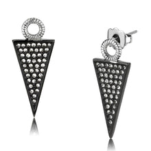 Load image into Gallery viewer, TK3485 - Two-Tone IP Black (Ion Plating) Stainless Steel Earrings with Top Grade Crystal  in Clear