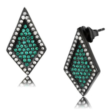 Load image into Gallery viewer, TK3486 - IP Black(Ion Plating) Stainless Steel Earrings with Top Grade Crystal  in Emerald