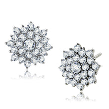 Load image into Gallery viewer, TK3490 - High polished (no plating) Stainless Steel Earrings with AAA Grade CZ  in Clear