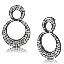 Load image into Gallery viewer, TK3493 - IP Black(Ion Plating) Stainless Steel Earrings with Top Grade Crystal  in Clear