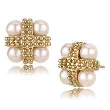 Load image into Gallery viewer, TK3495 - IP Rose Gold(Ion Plating) Stainless Steel Earrings with Synthetic Pearl in Light Rose