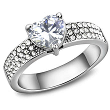 Load image into Gallery viewer, TK3505 - High polished (no plating) Stainless Steel Ring with AAA Grade CZ  in Clear